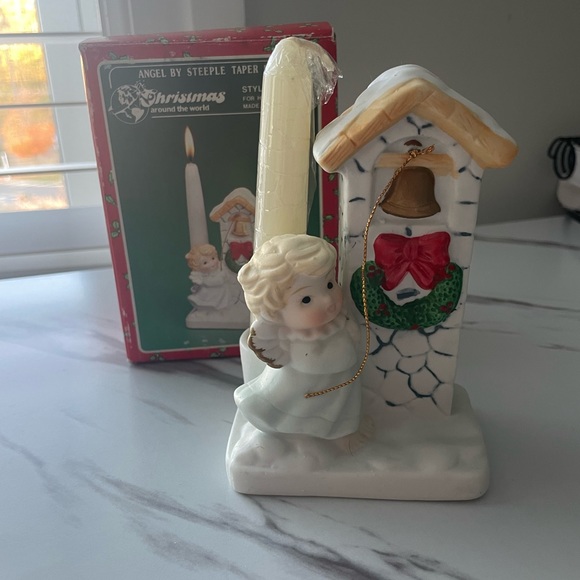 Vintage Christmas Angel steeple taper candle holder - Picture 3 of 6